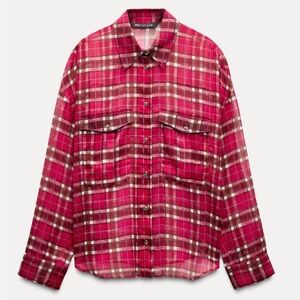 Zara Sheer Plaid Shit
